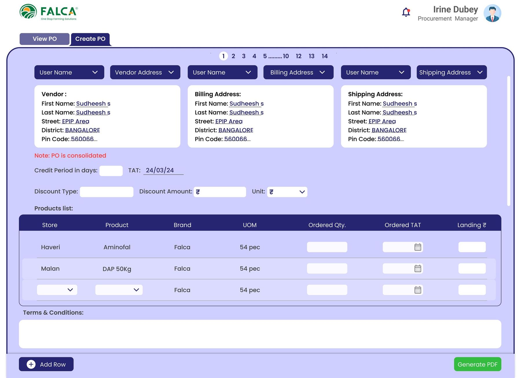 Create the purchase order